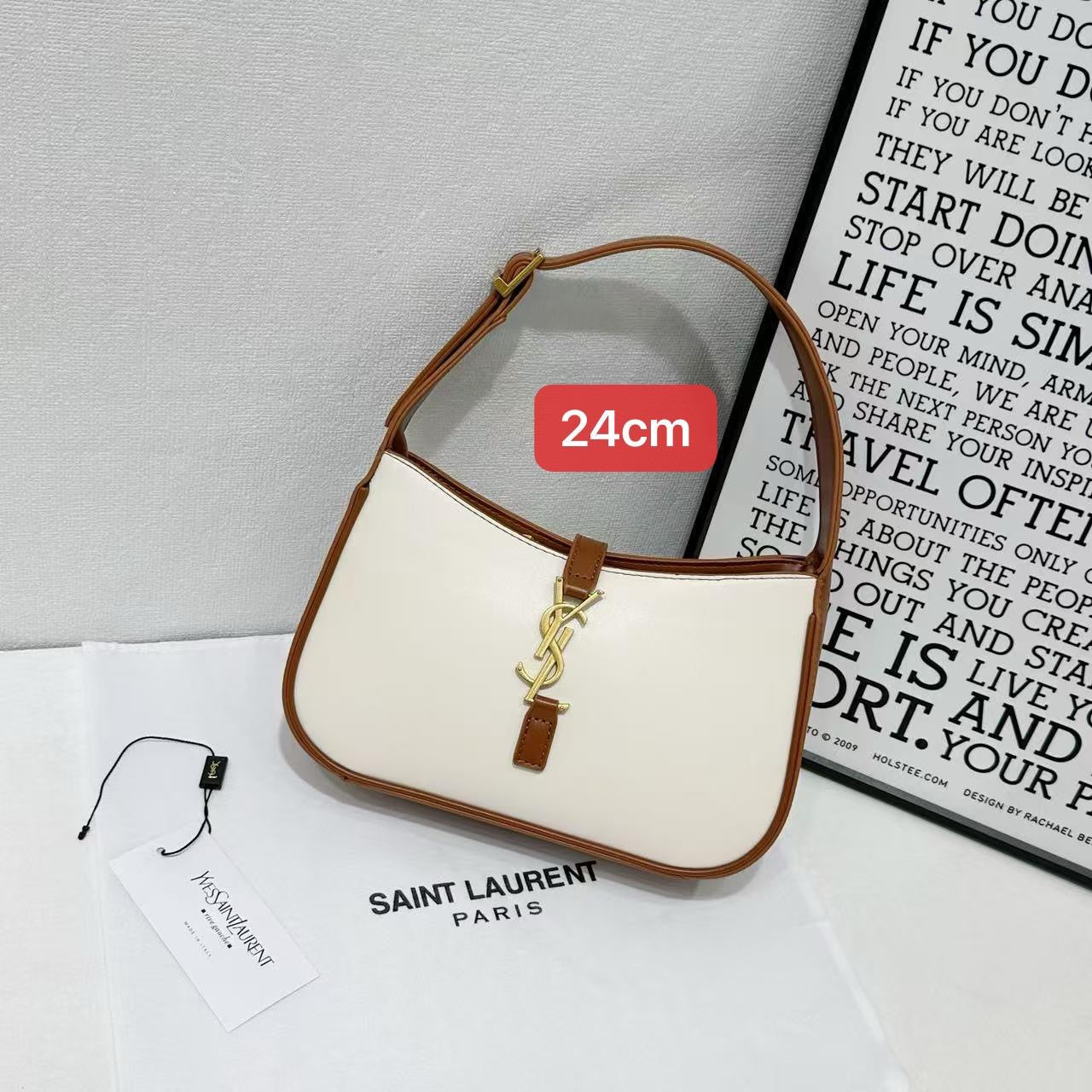 Saint Laurent Bag Le 5 à 7 Canvas & Leather Hobo