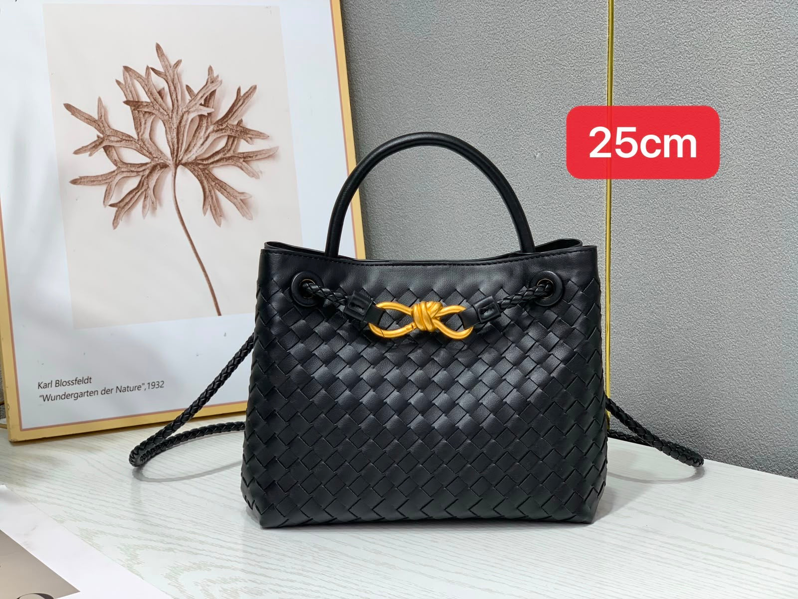 Bottega Veneta Black Woven Leather Top Handle Tote Bag