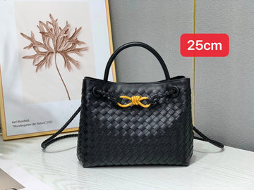 Bottega Veneta Black Woven Leather Top Handle Tote Bag