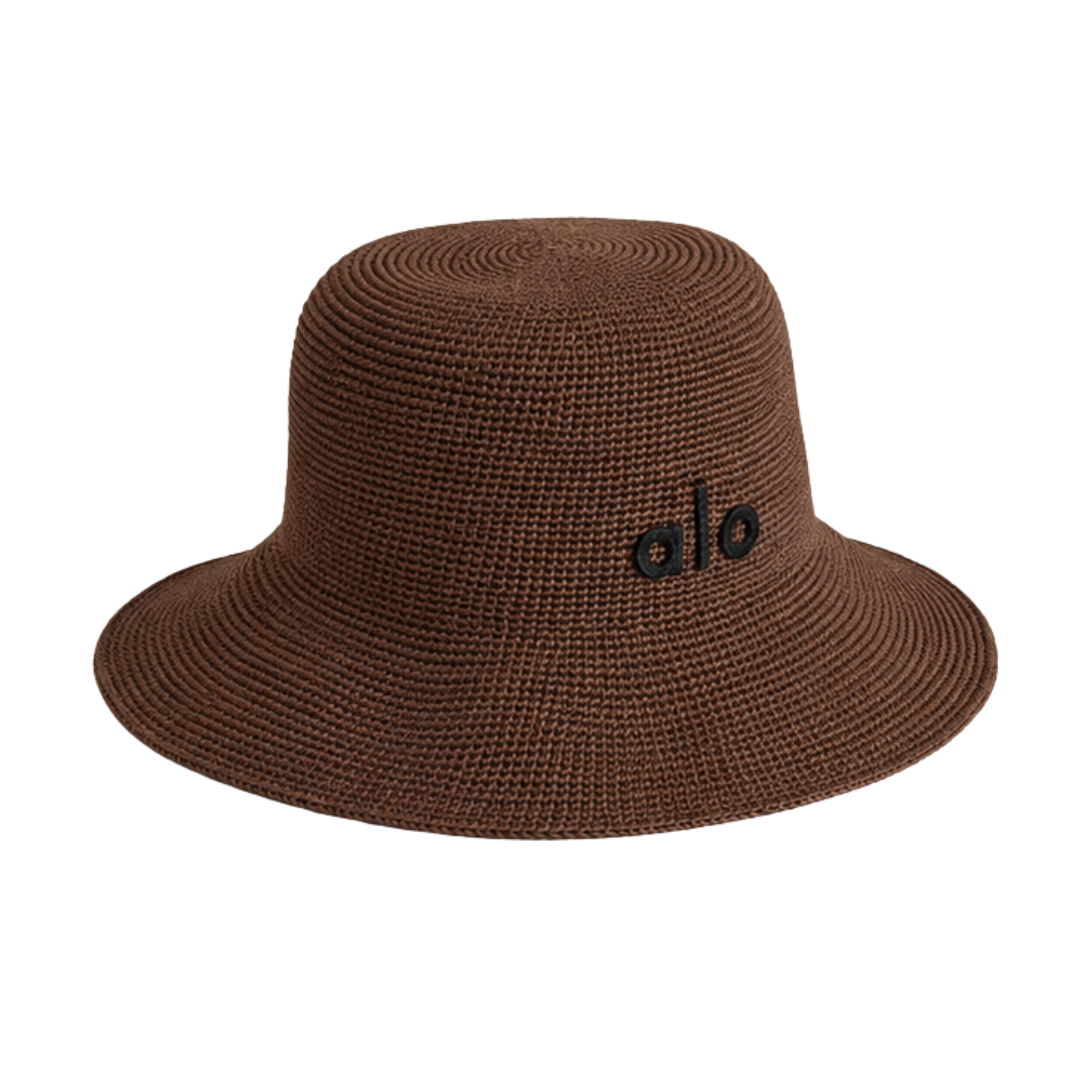 Alo Yoga Woven Raffia Bucket Cap Espresso Brown