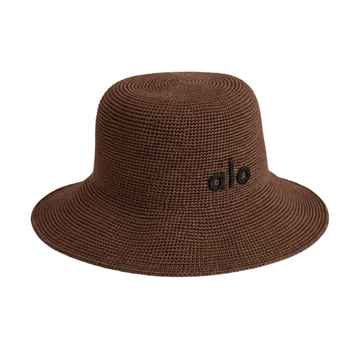 Alo Yoga Woven Raffia Bucket Cap Espresso Brown