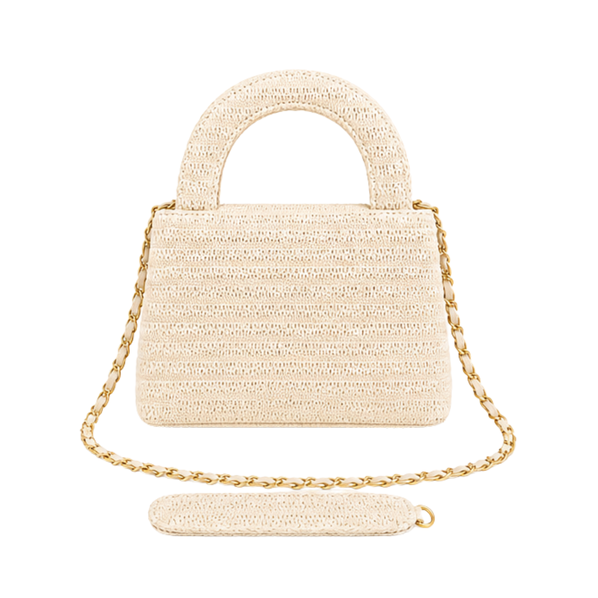Chanel Mini Kelly Raffia Beige Bag