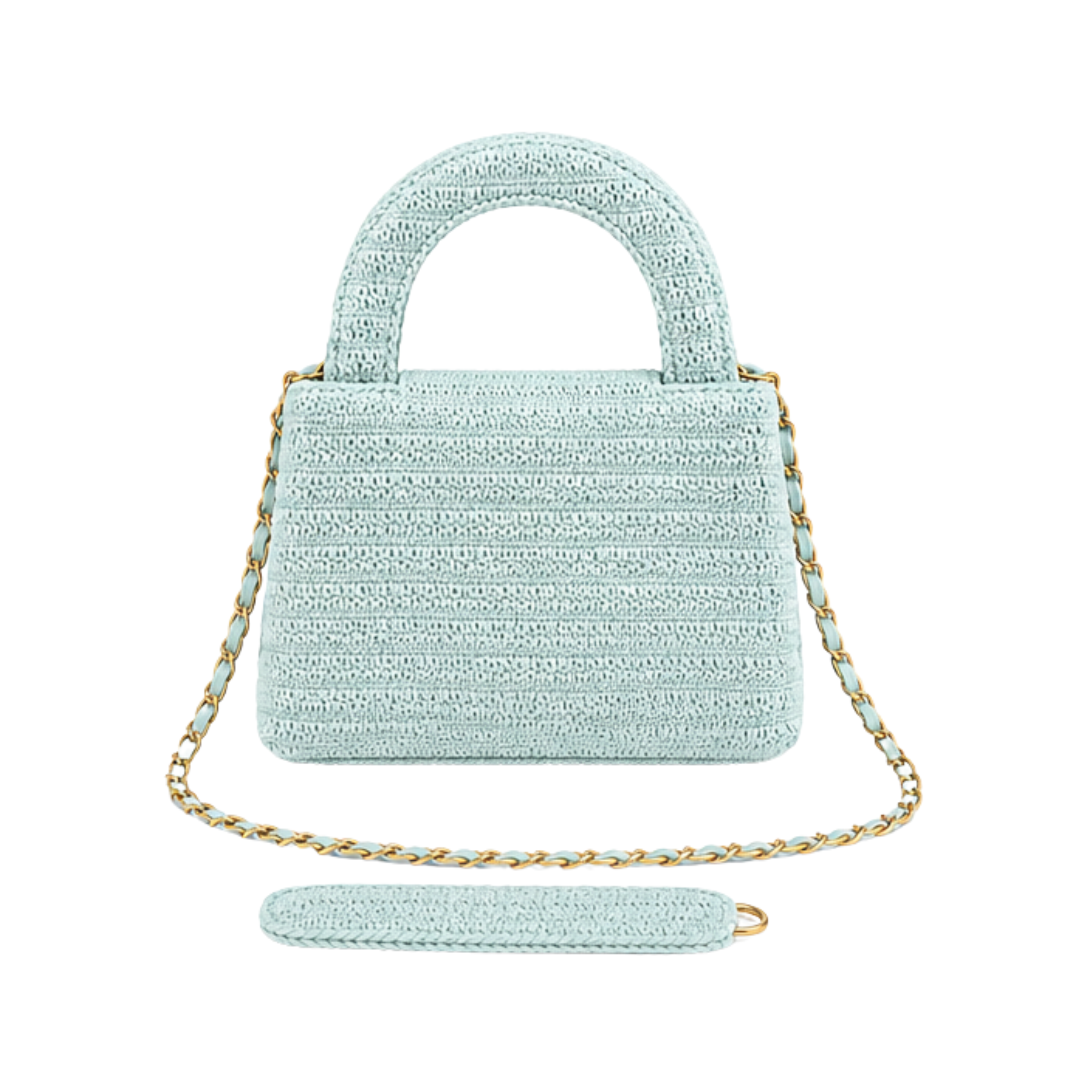 Chanel Mini Kelly Sea Green Raffia Bag