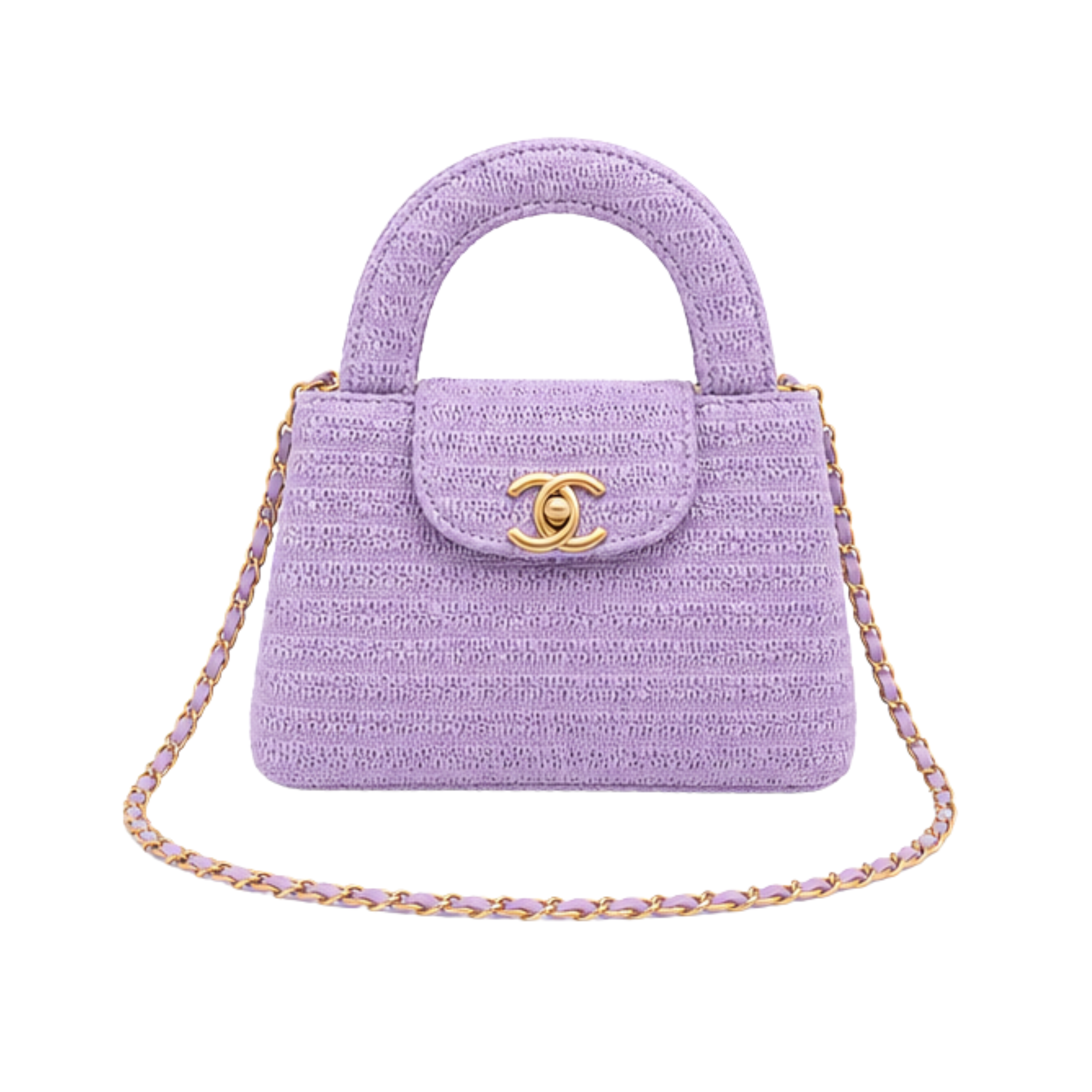 Chanel Mini Kelly Straw Purple Bag