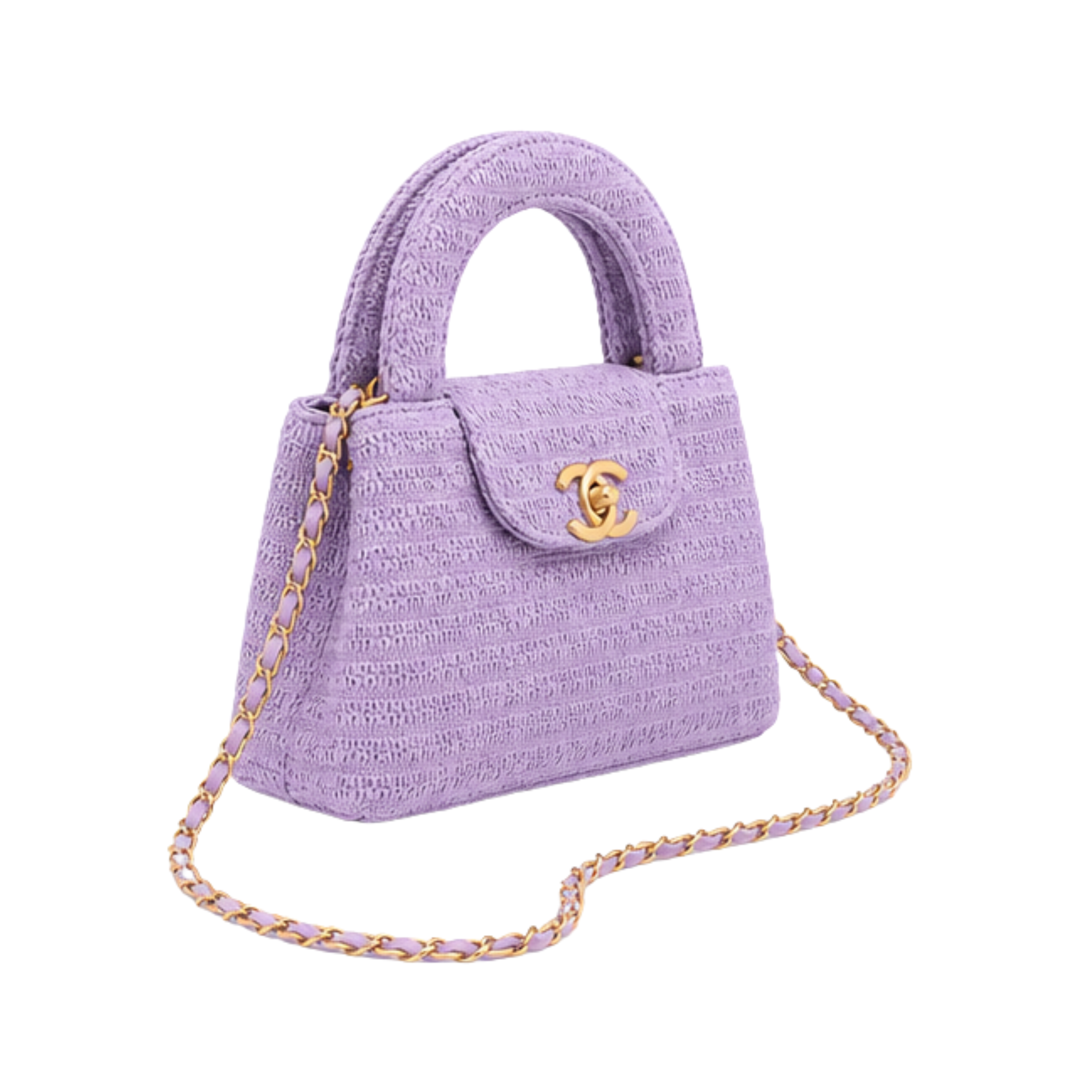 Chanel Mini Kelly Straw Purple Bag