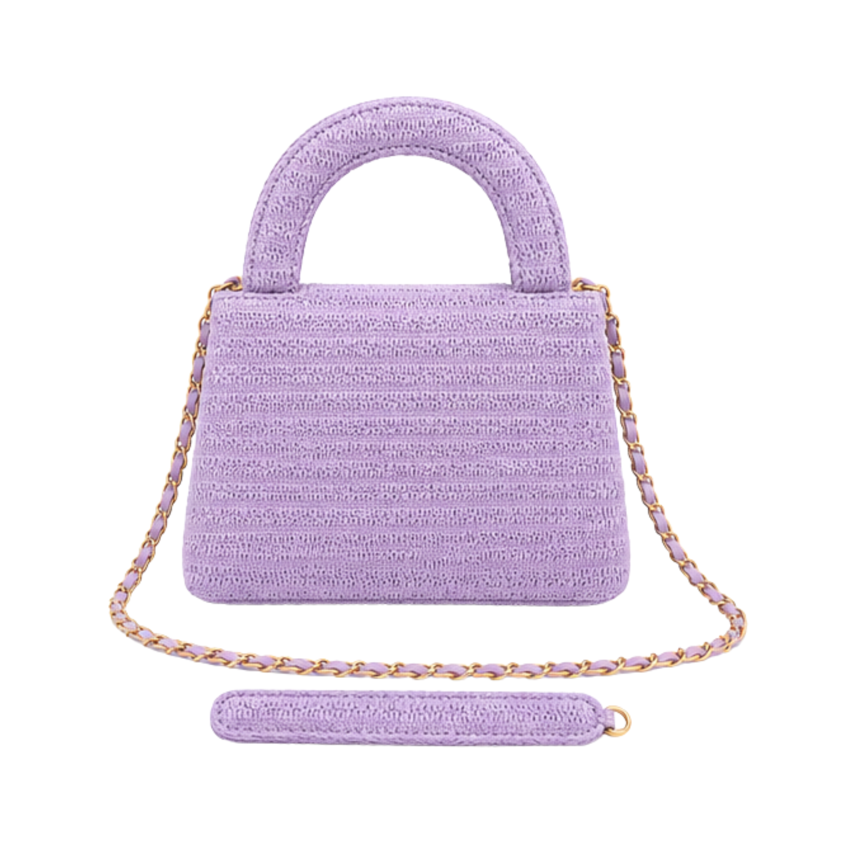 Chanel Mini Kelly Straw Purple Bag