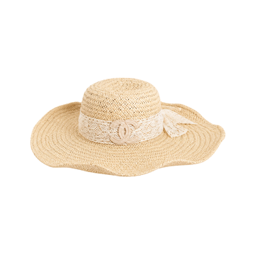 Chanel Straw Sun Cap Distinct Beige Straw Texture