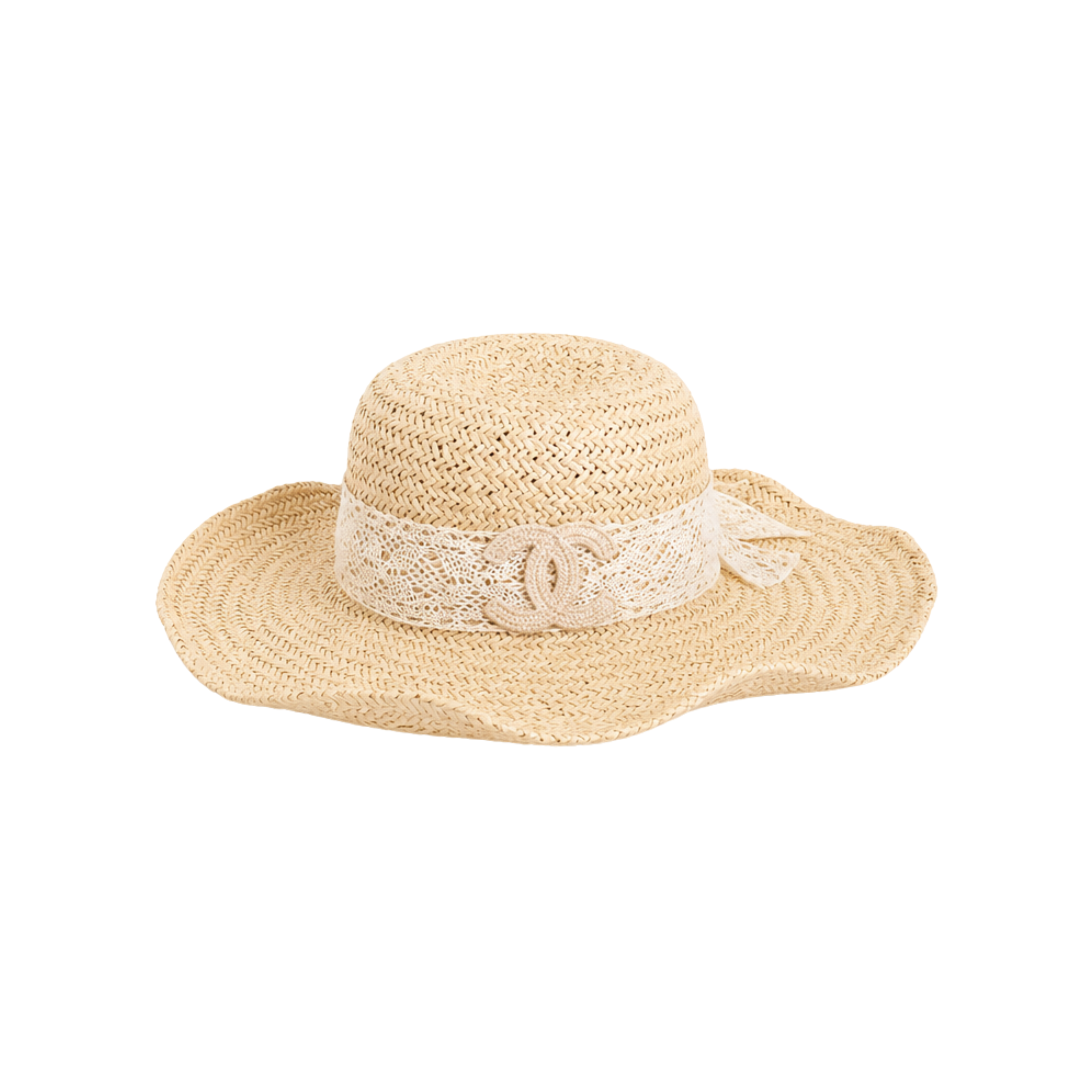 Chanel Straw Sun Cap Distinct Beige Straw Texture