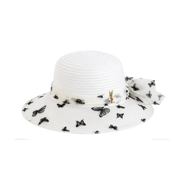 Dior D-Bobby Large Brim Butterfly Cap White Black