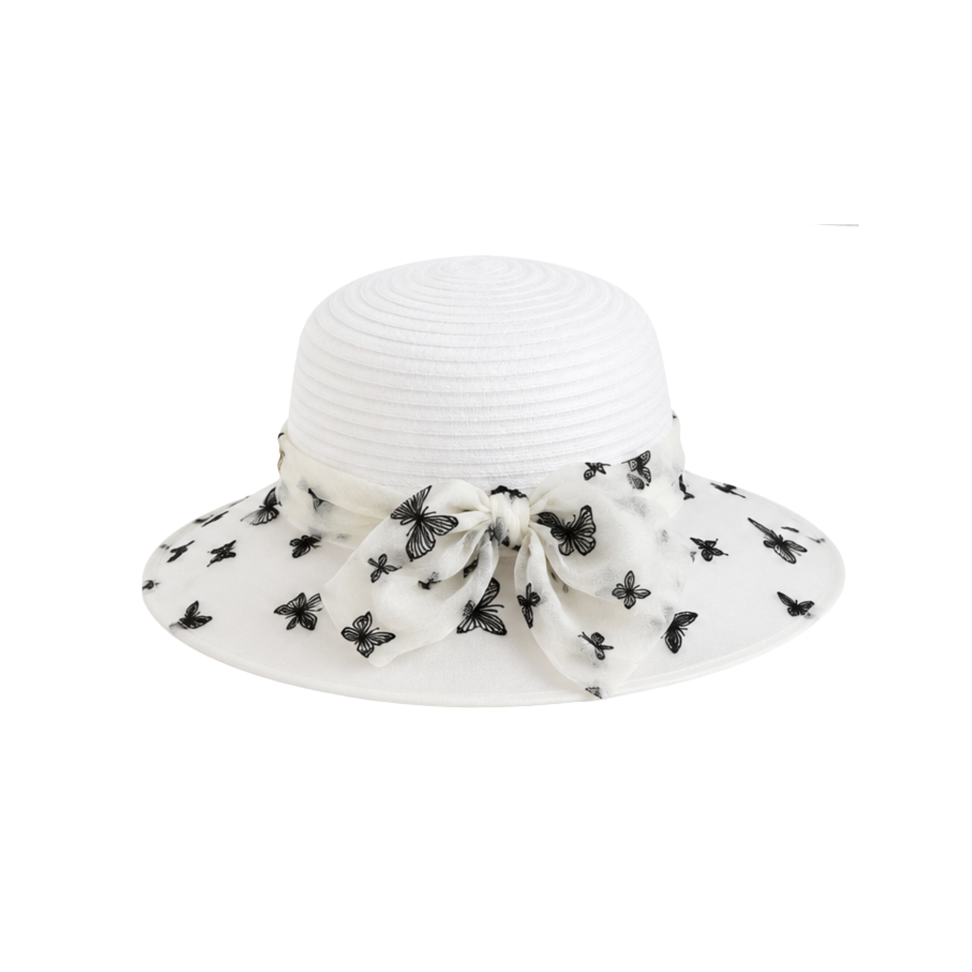 Dior D-Bobby Large Brim Butterfly Cap White Black