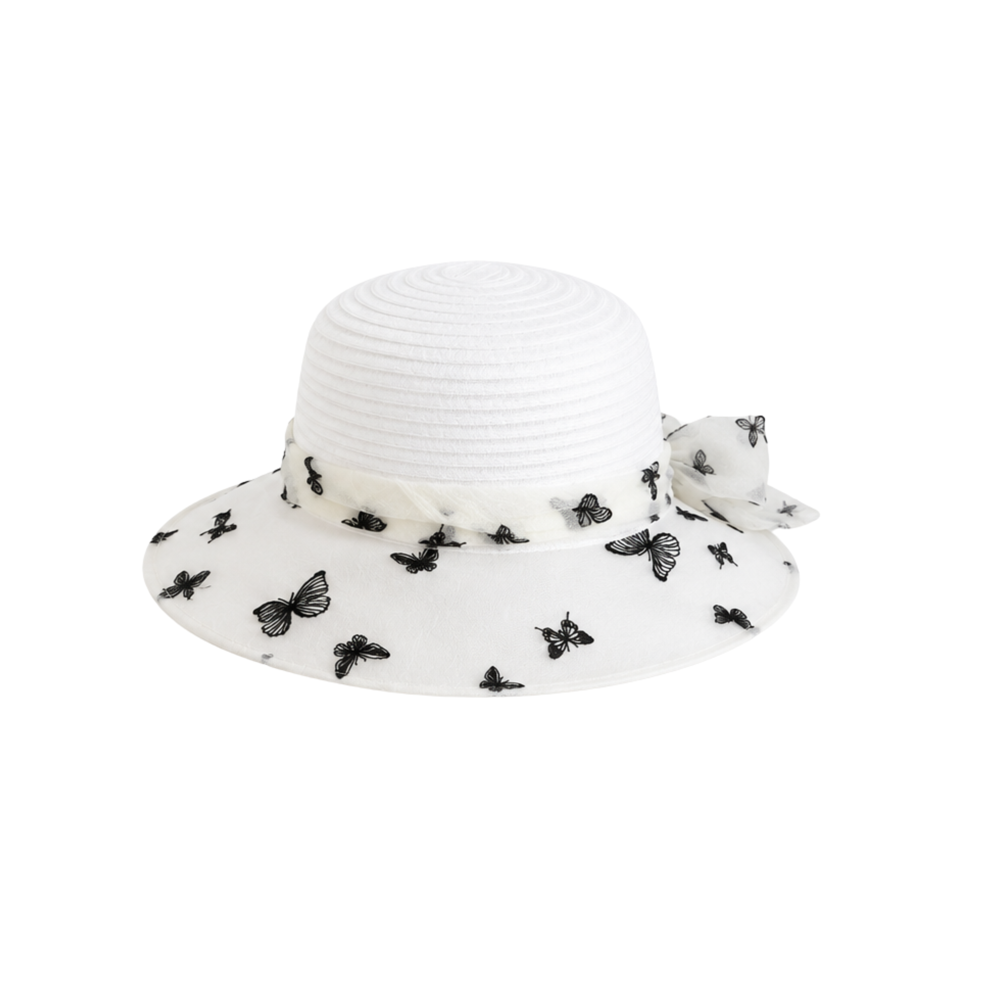 Dior D-Bobby Large Brim Butterfly Cap White Black