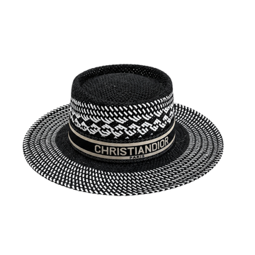 Dior D-Bobby Straw Cap Black White