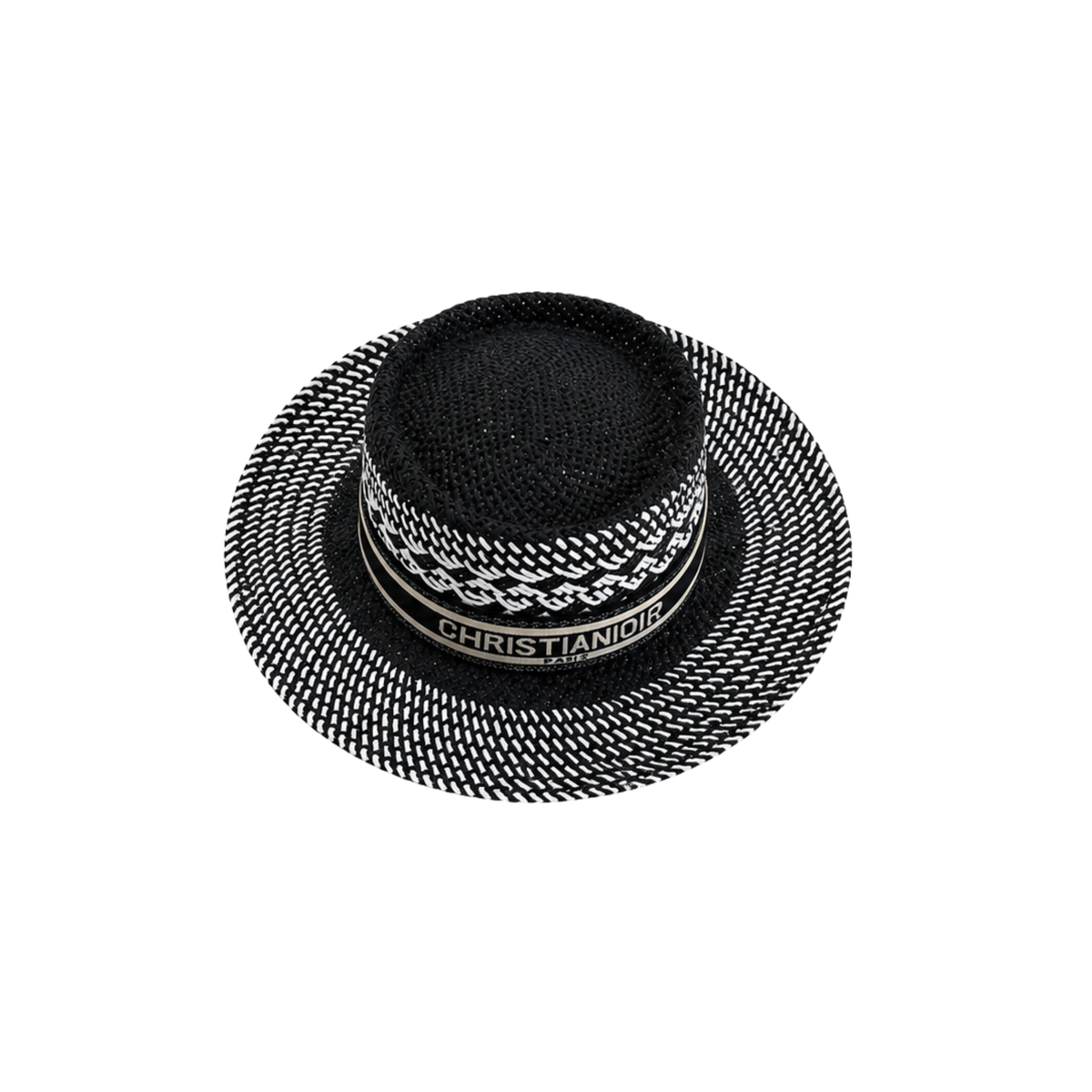 Dior D-Bobby Straw Cap Black White