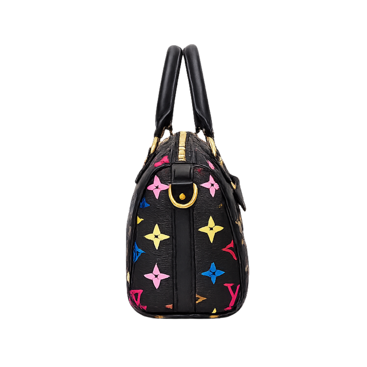 Louis Vuitton X Takashi Murakami Speedy Black Multicolor Monogram Bag