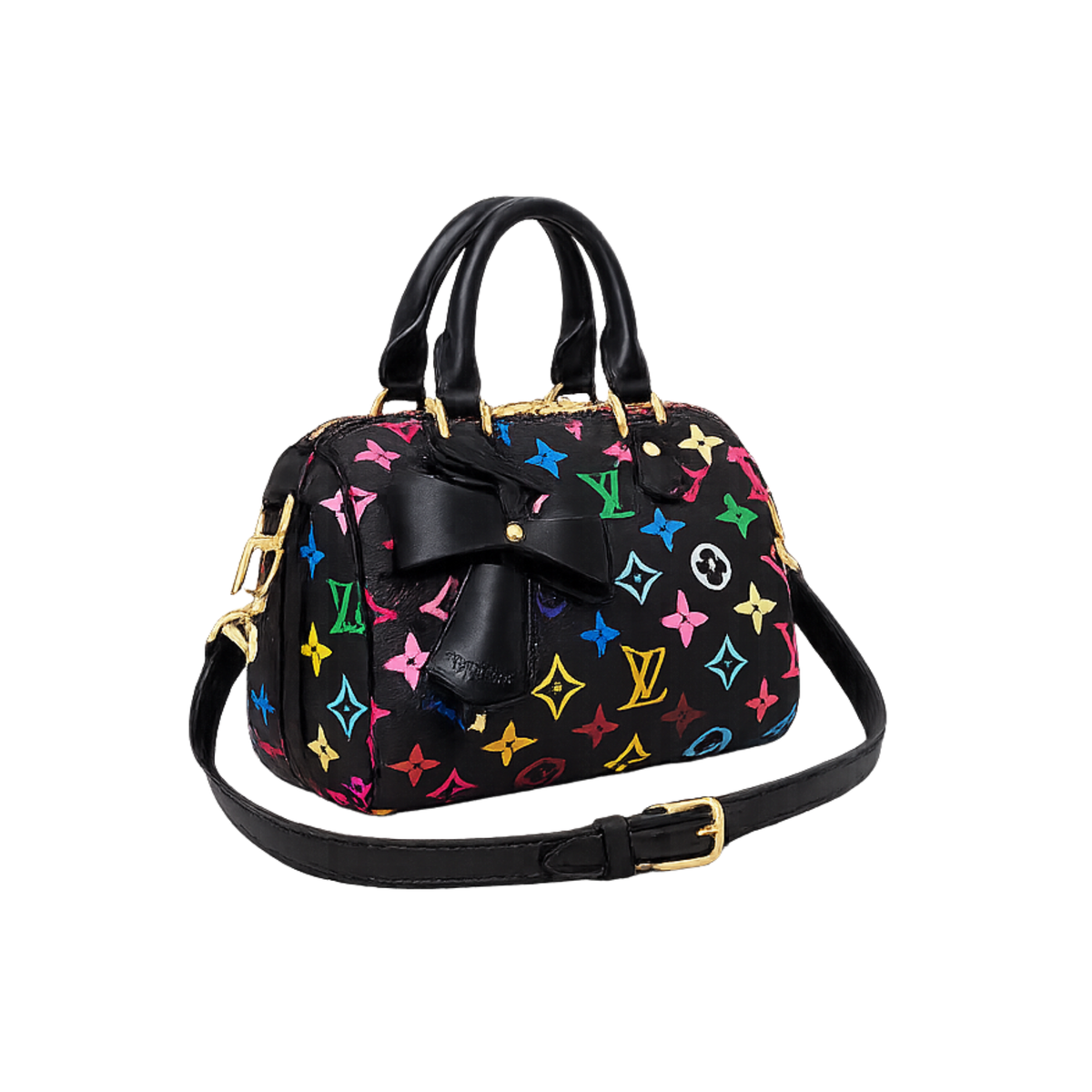 Louis Vuitton X Takashi Murakami Speedy Black Multicolor Monogram Bag