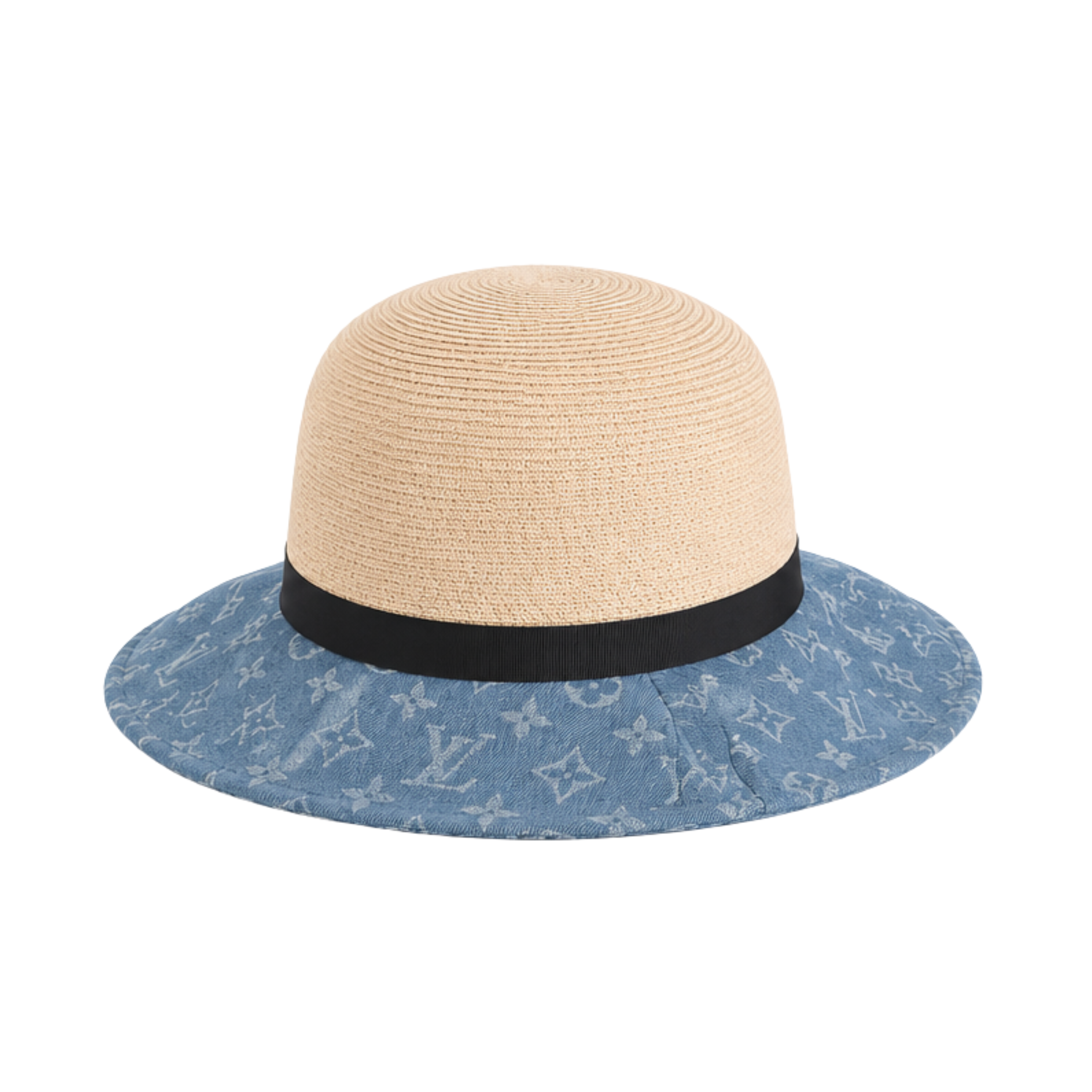 Louis Vuitton Dauphine Straw Bucket Cap Denim Blue