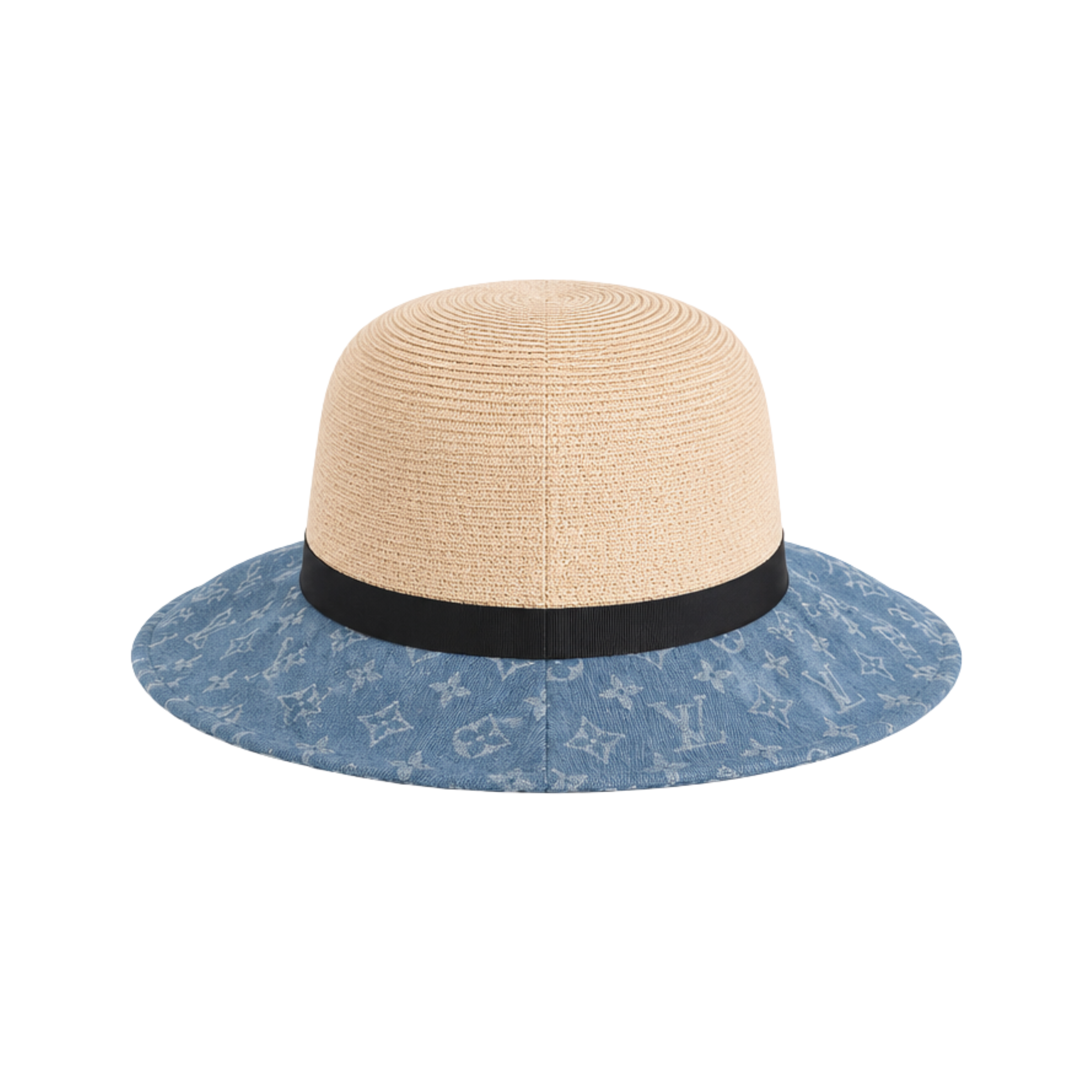 Louis Vuitton Dauphine Straw Bucket Cap Denim Blue