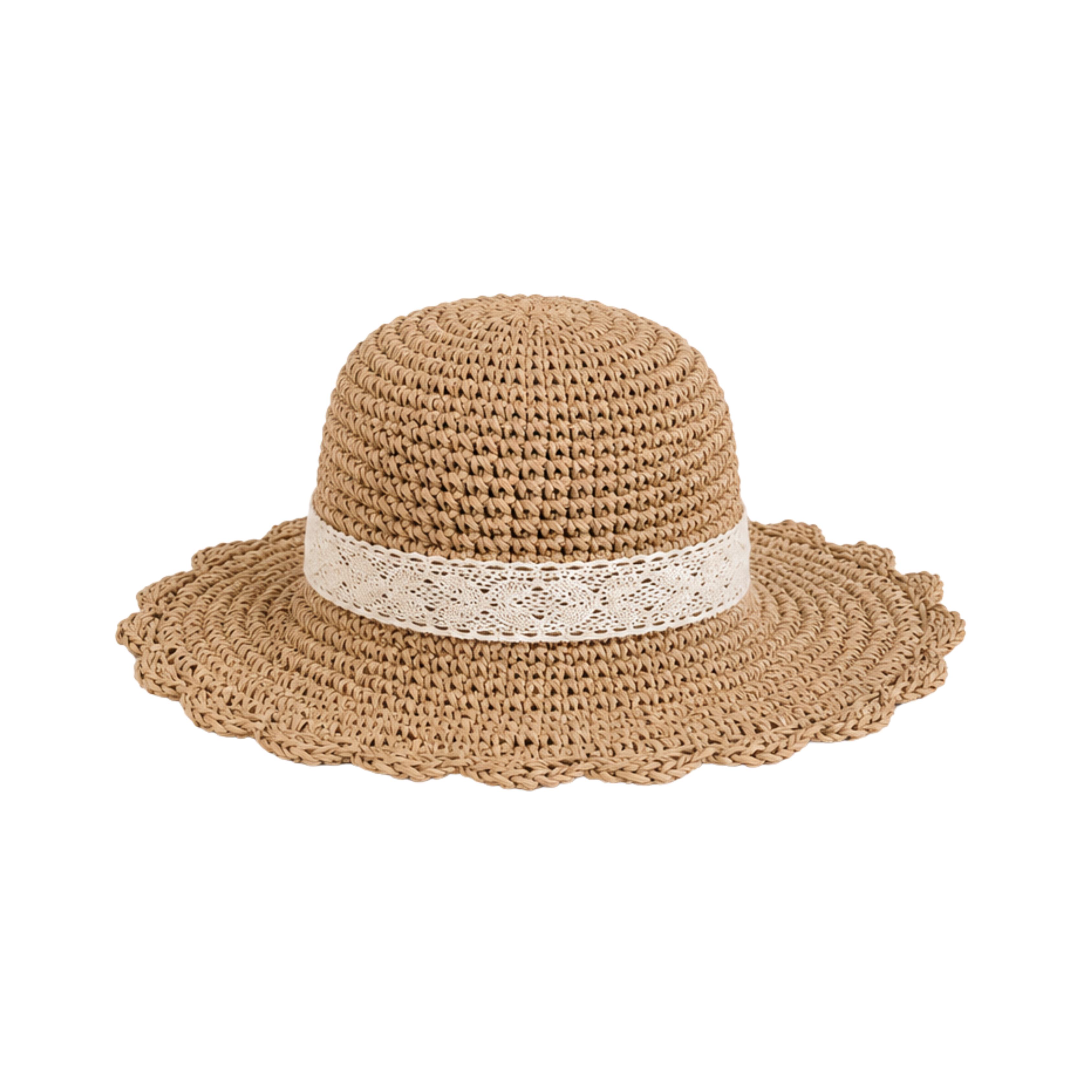 Miu Miu Crochet Straw Sun Cap Natural Beige