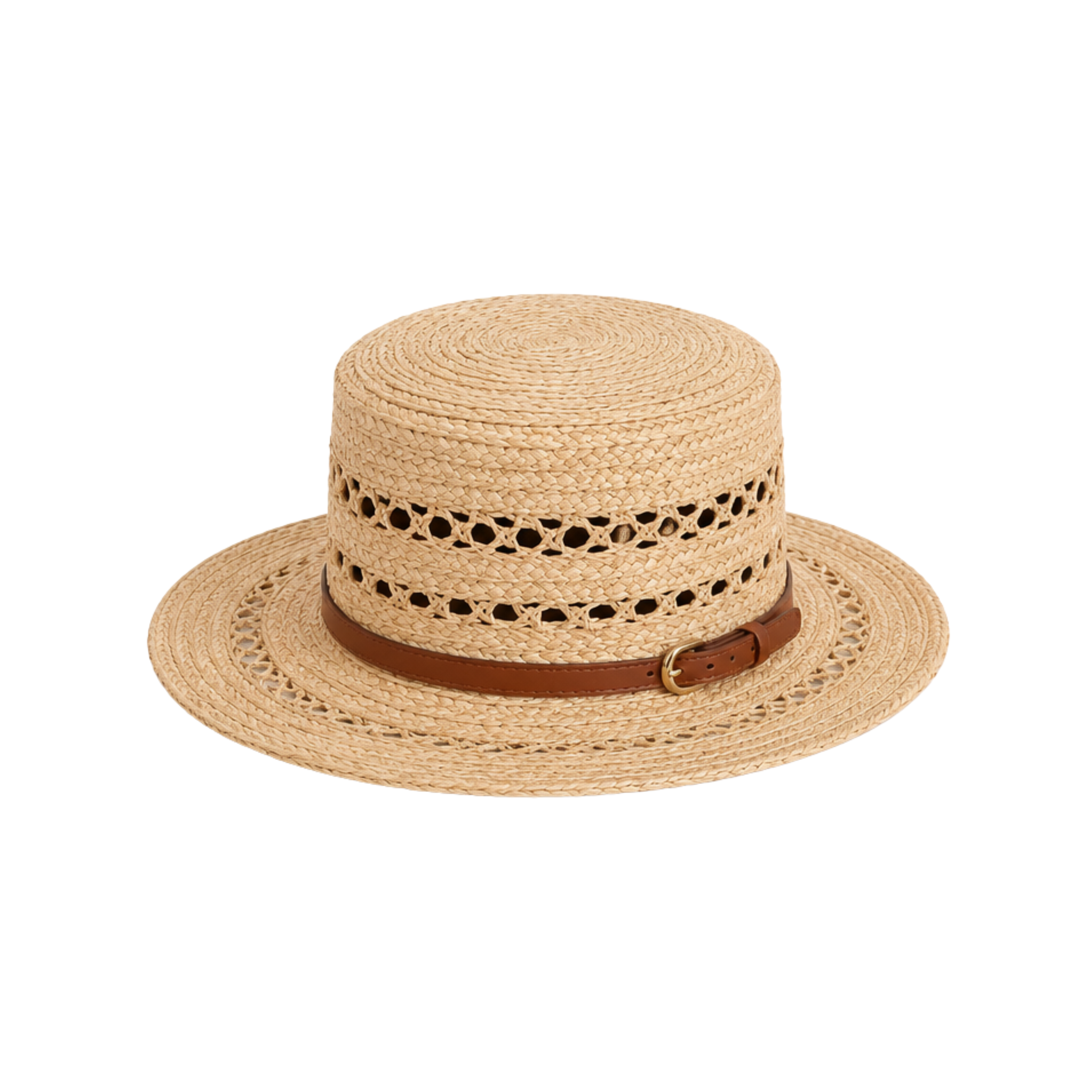 Prada Woven Raffia Boater Cap Tan Natural