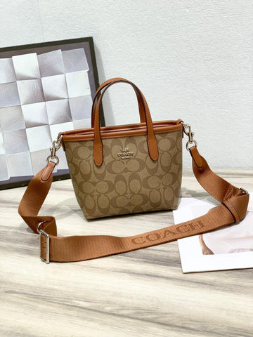 Coach Bag City Mini Tote Bag in Signature Canvas Brown