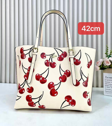Coach Mollie Tote Bag 25 with Cherry Print