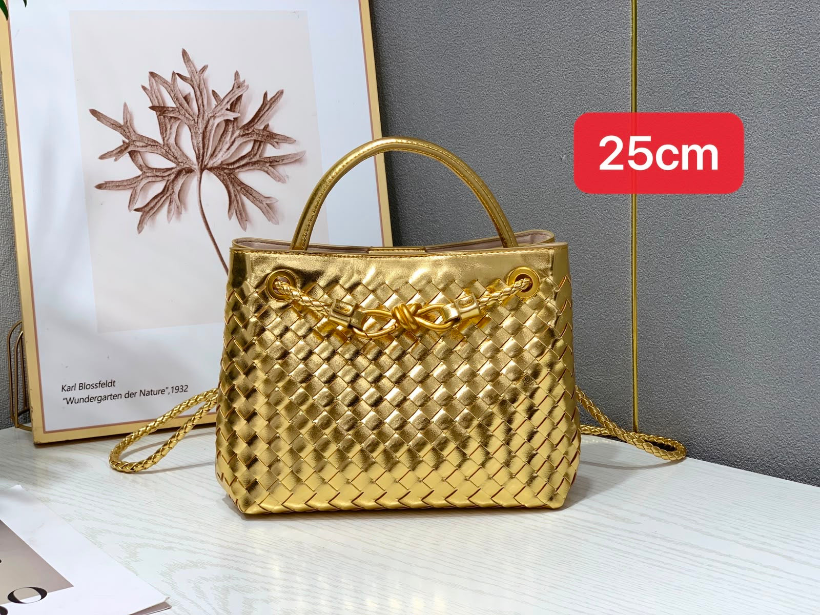 Bottega Veneta Small Andiamo Bag in Metallic Gold
