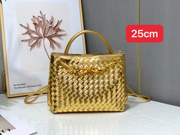 Bottega Veneta Small Andiamo Bag in Metallic Gold