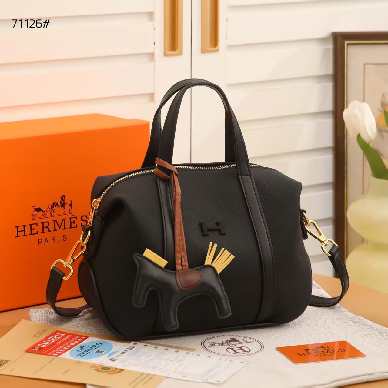 Hermès Bag 71126 Satchel Sling Black