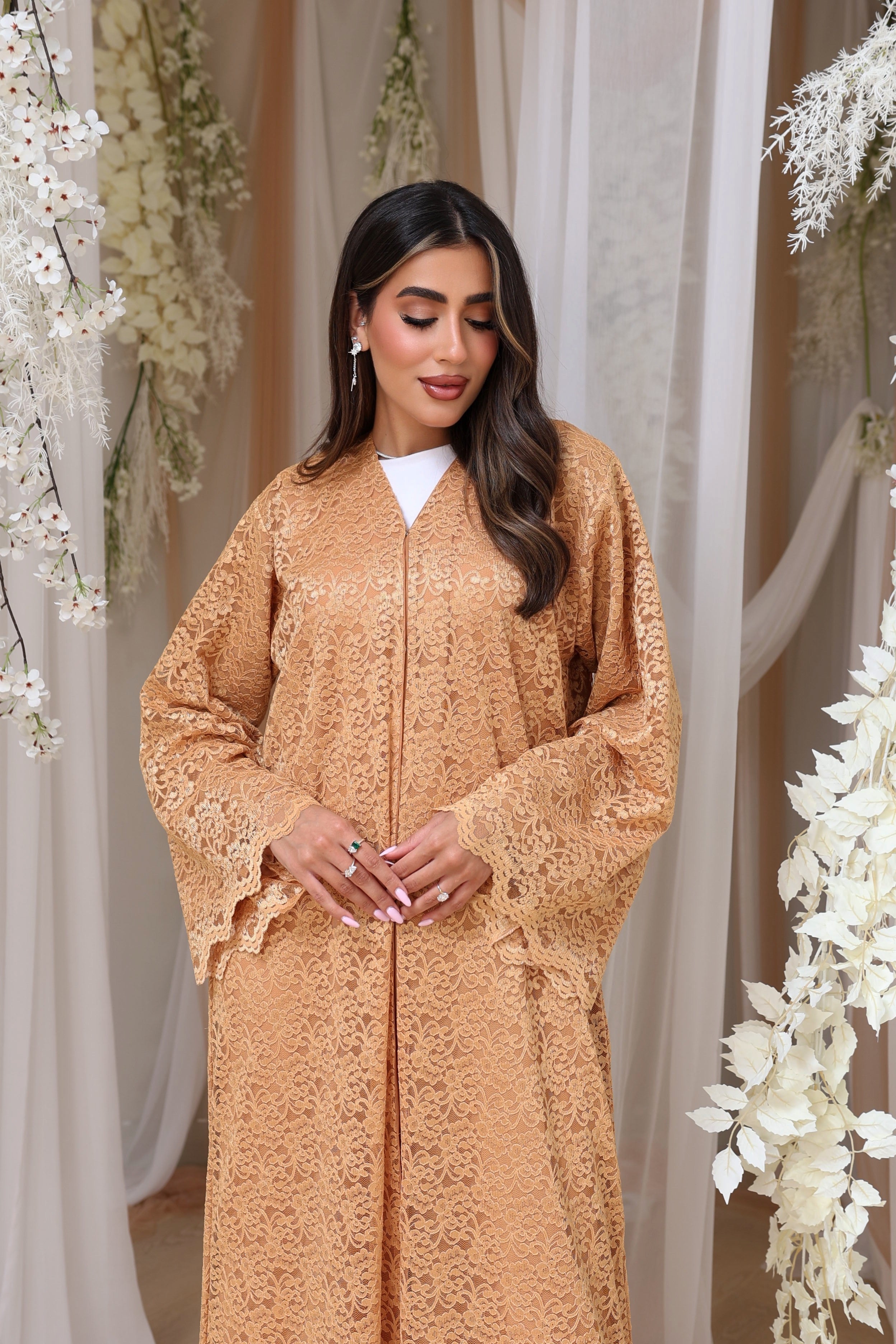 Mustard Lace Abaya