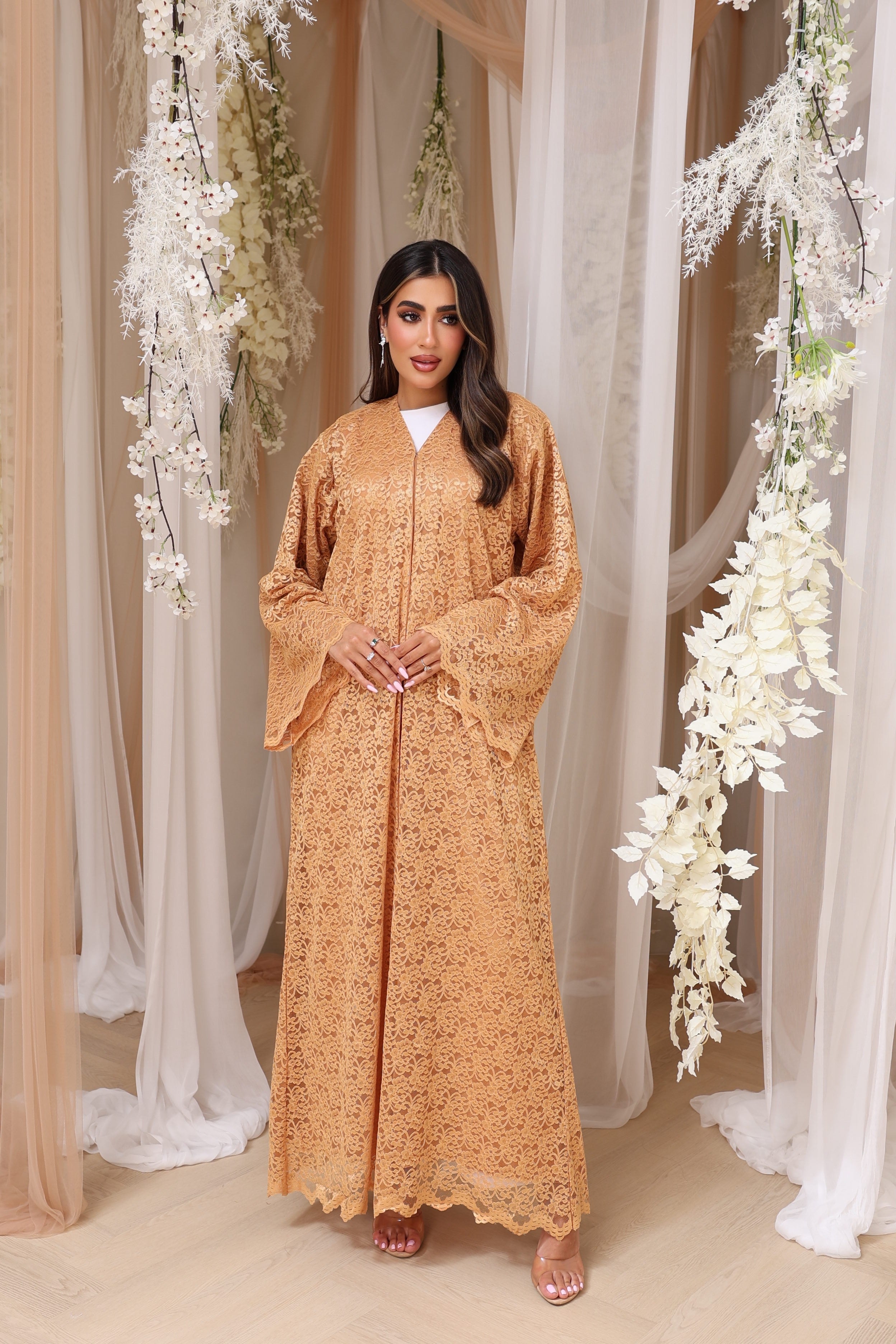 Mustard Lace Abaya